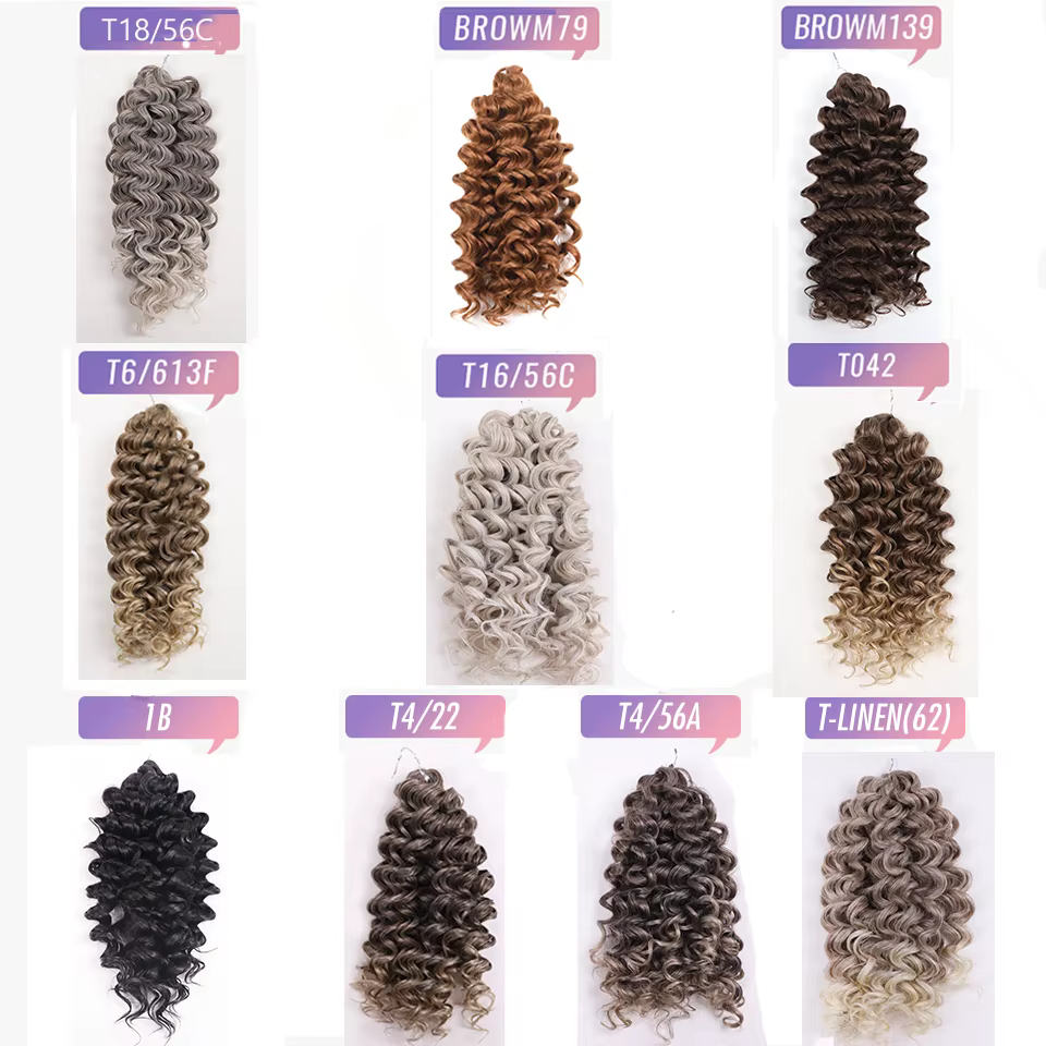 EDOM-Tresses synthétiques Deep Wavy Twist Crochet Hair, Afro Curly Hair, Ombre Brown, 12 Amaran Braiding Extension