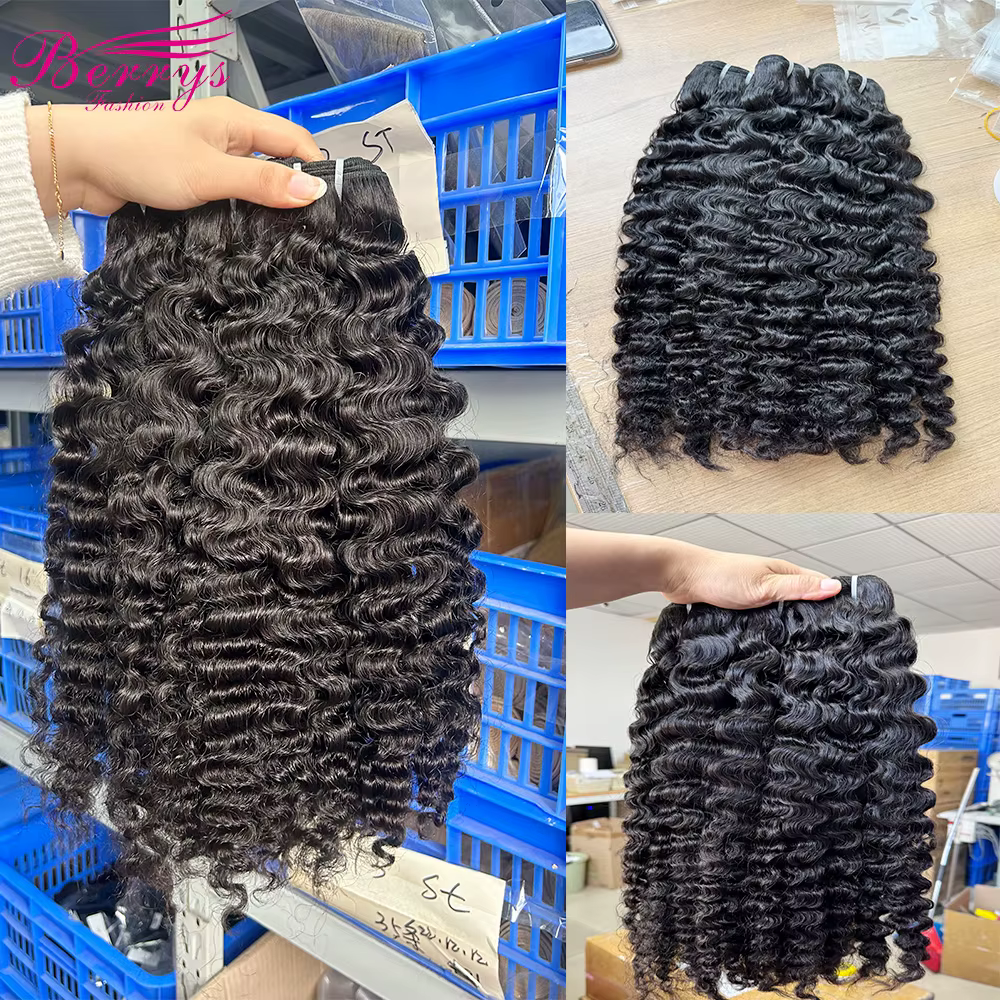 Berrys Cheveux Humains Vierges Bouclés Birmans en Lots de 30 Pouces, 100% Non Traités, Double Trame, Extensions de Cheveux à Tisser