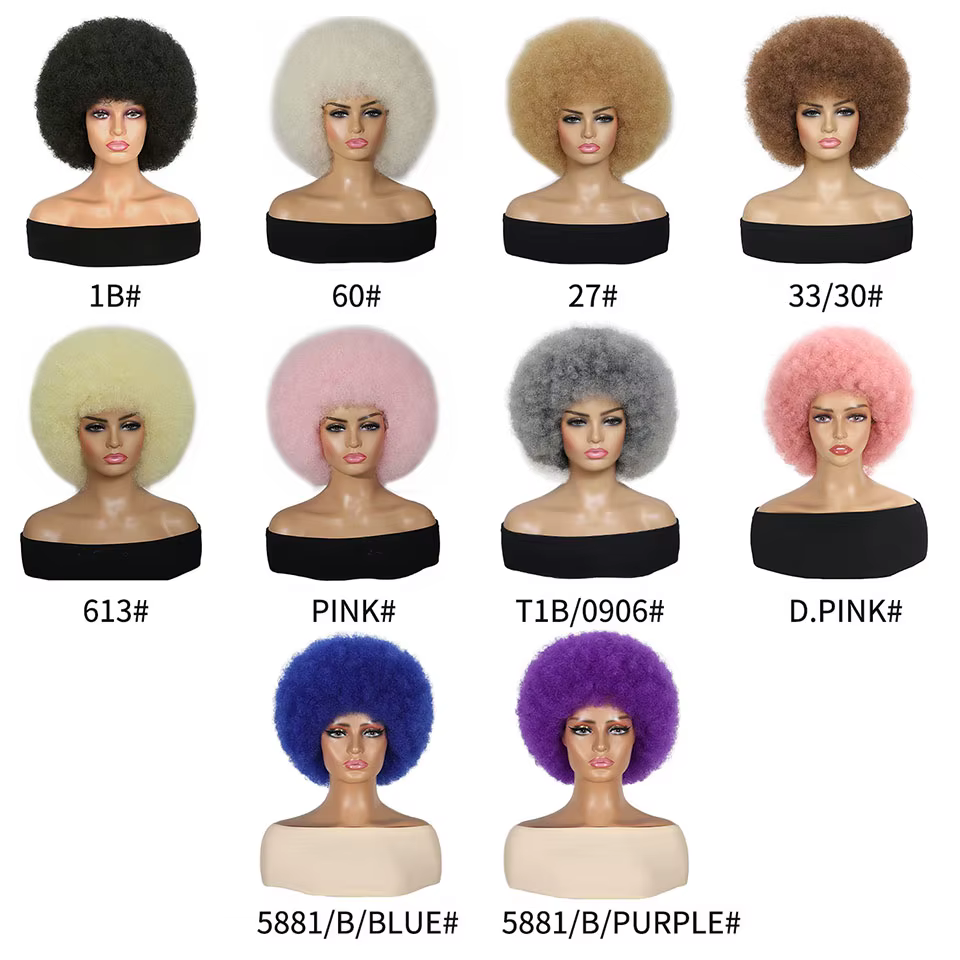 Pale Pink Afro Wigs Premium Synthetic