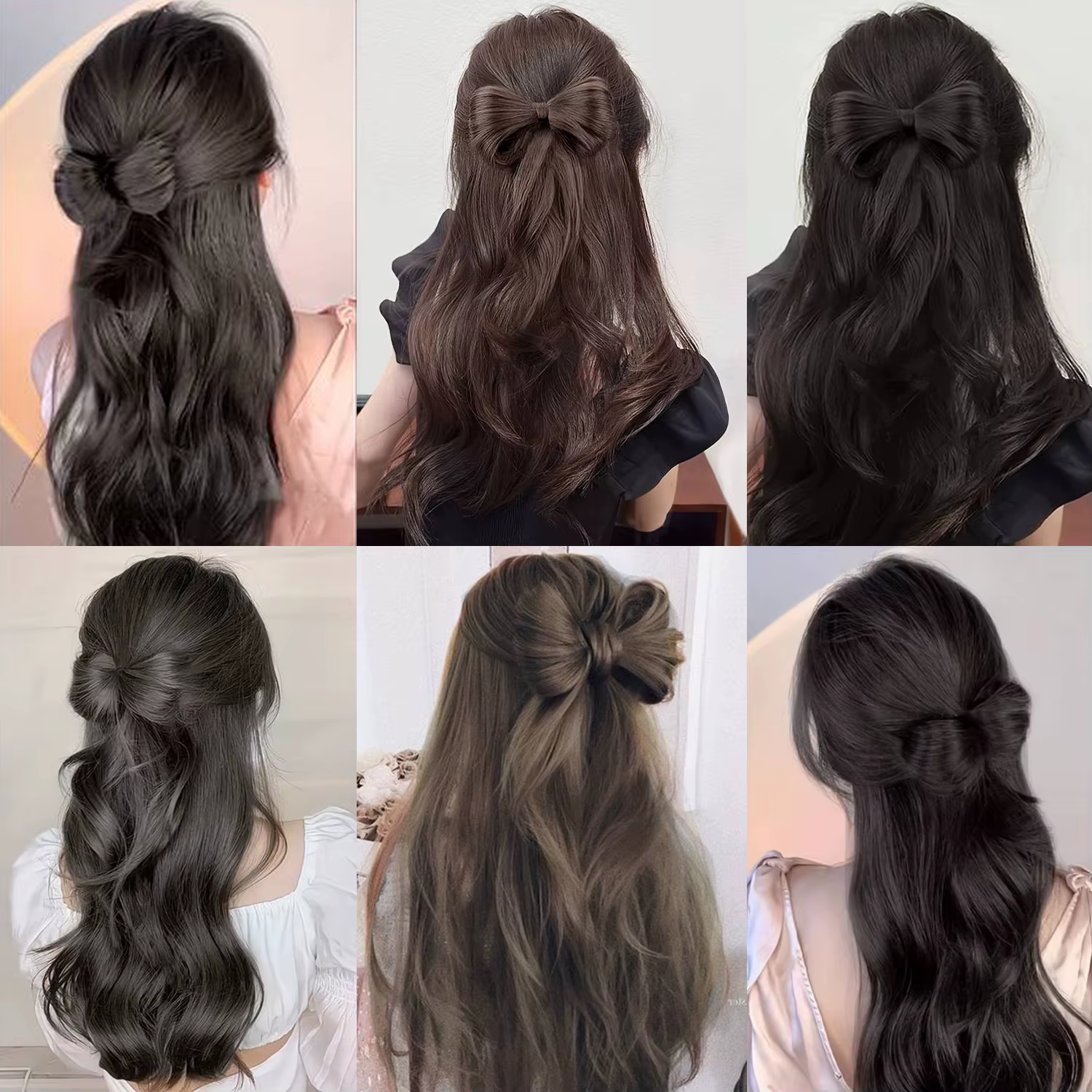 Extensions capillaires synthétiques en forme de pince à griffes avec nœud papillon
