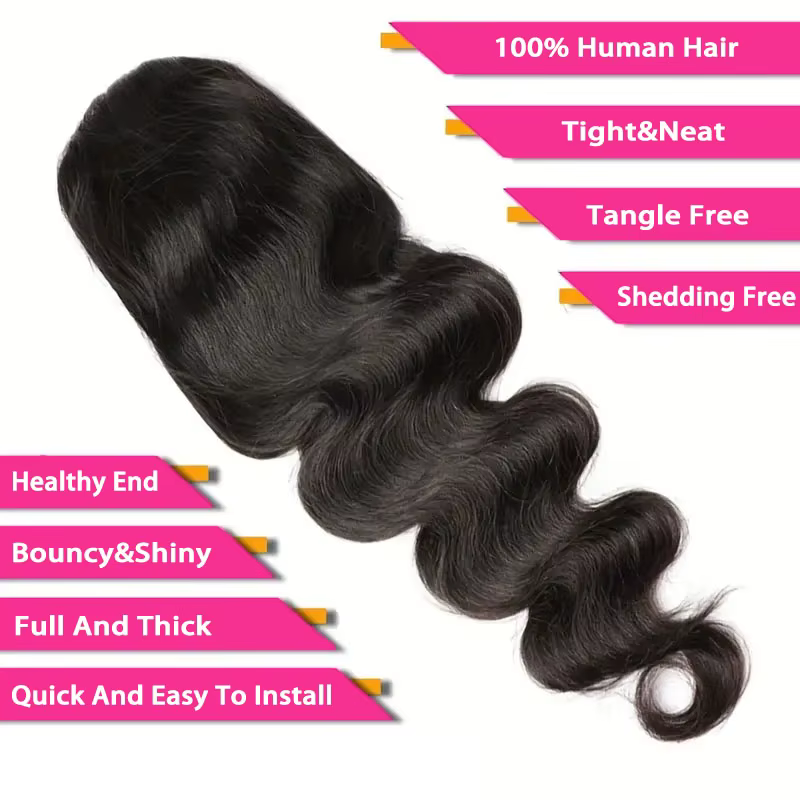 Vague de corps cheveux humains cordon queue de cheval Extensions Remy 100%