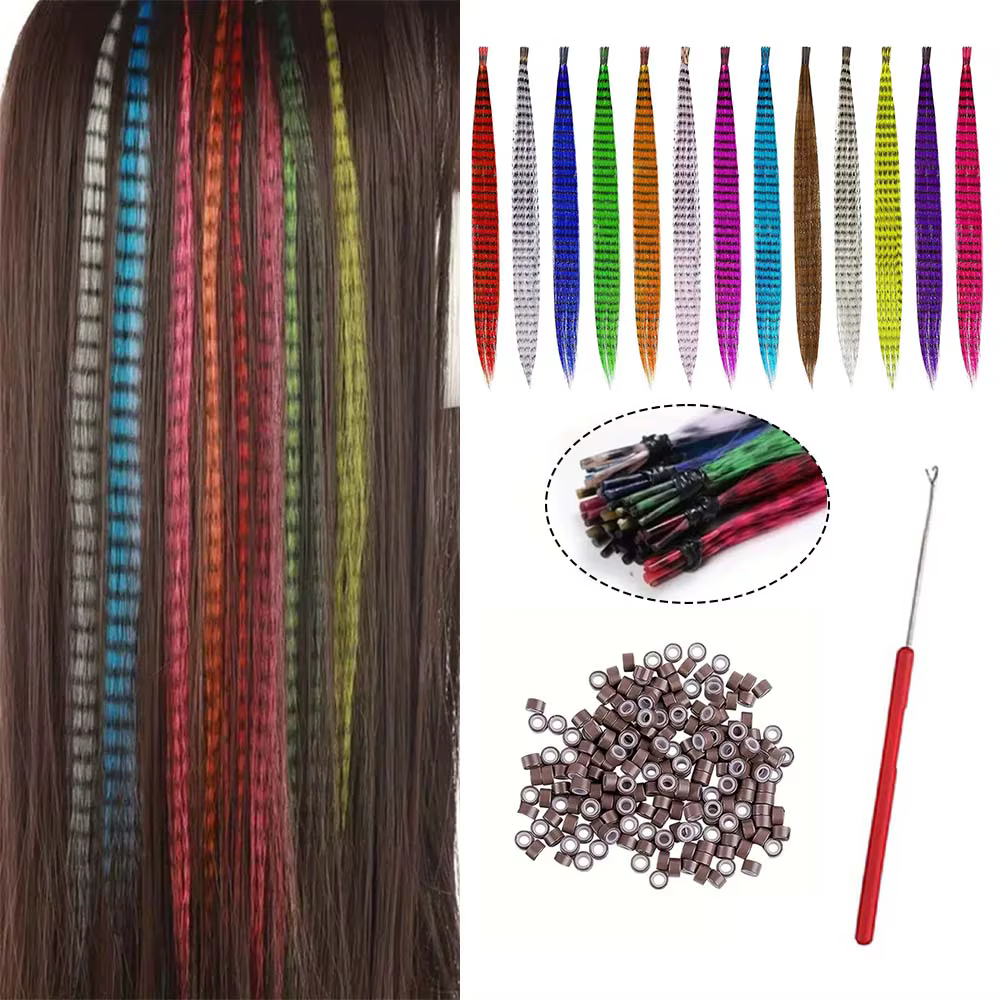Extensions de cheveux synthétiques colorées I-Tip