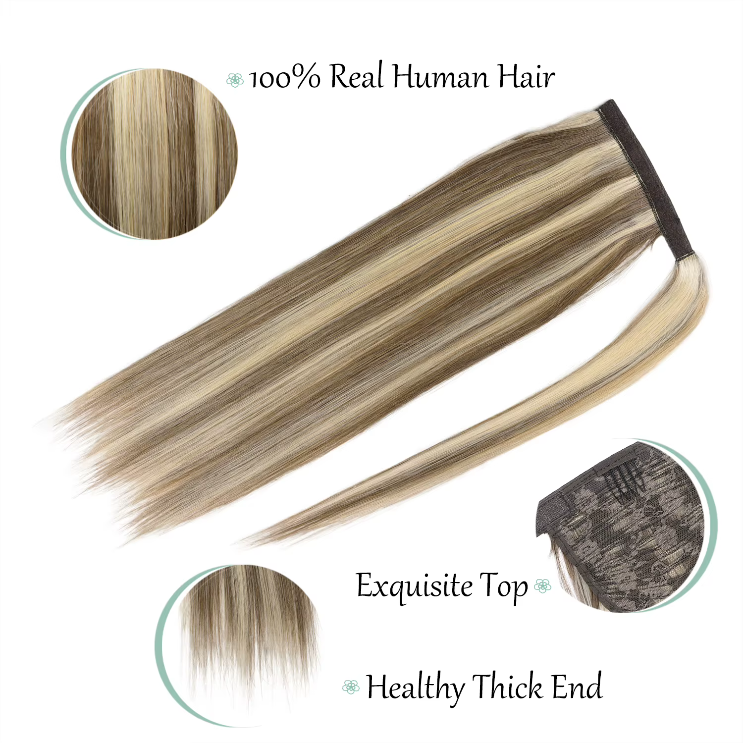Extensions de cheveux humains queue de cheval longue