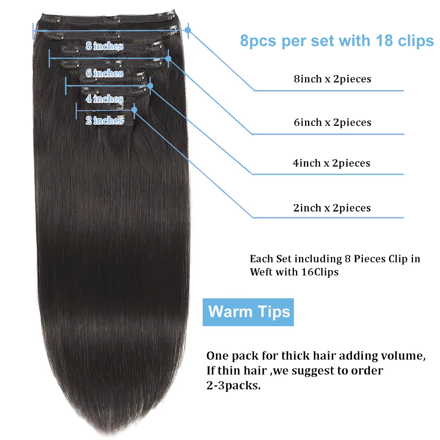 Extensions de cheveux à clipser