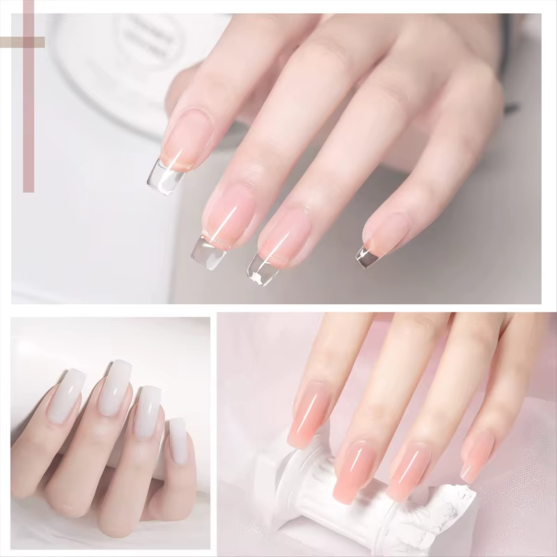 8 pièces/ensemble Poly Extension Gel ensemble Nail Art Polygels Kit clair blanc couleur ongles UV Gel pointe forme acrylique ongles Gel tranche brosse Kit
