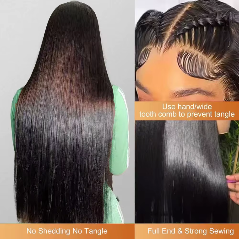 Perruques de cheveux humains lisses de 40 pouces