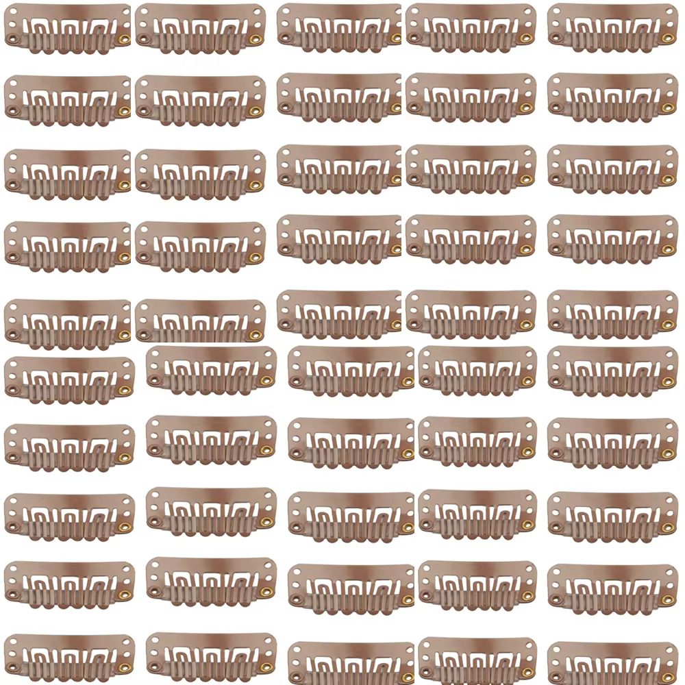 50 Clips pour trames de cheveux réels à clipser