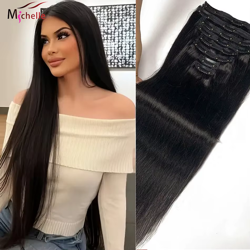 Clip dans l'extension de cheveux droite vrais
