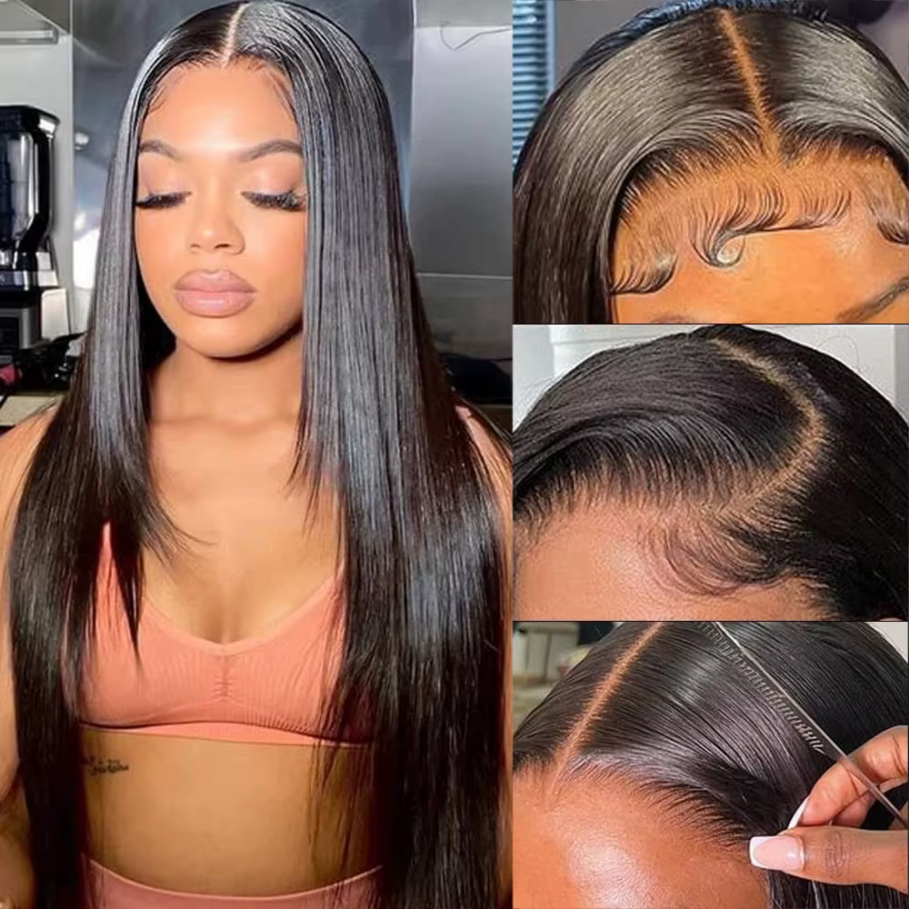 Perruque Lace Front Wig synthétique lisse et coupe superposée