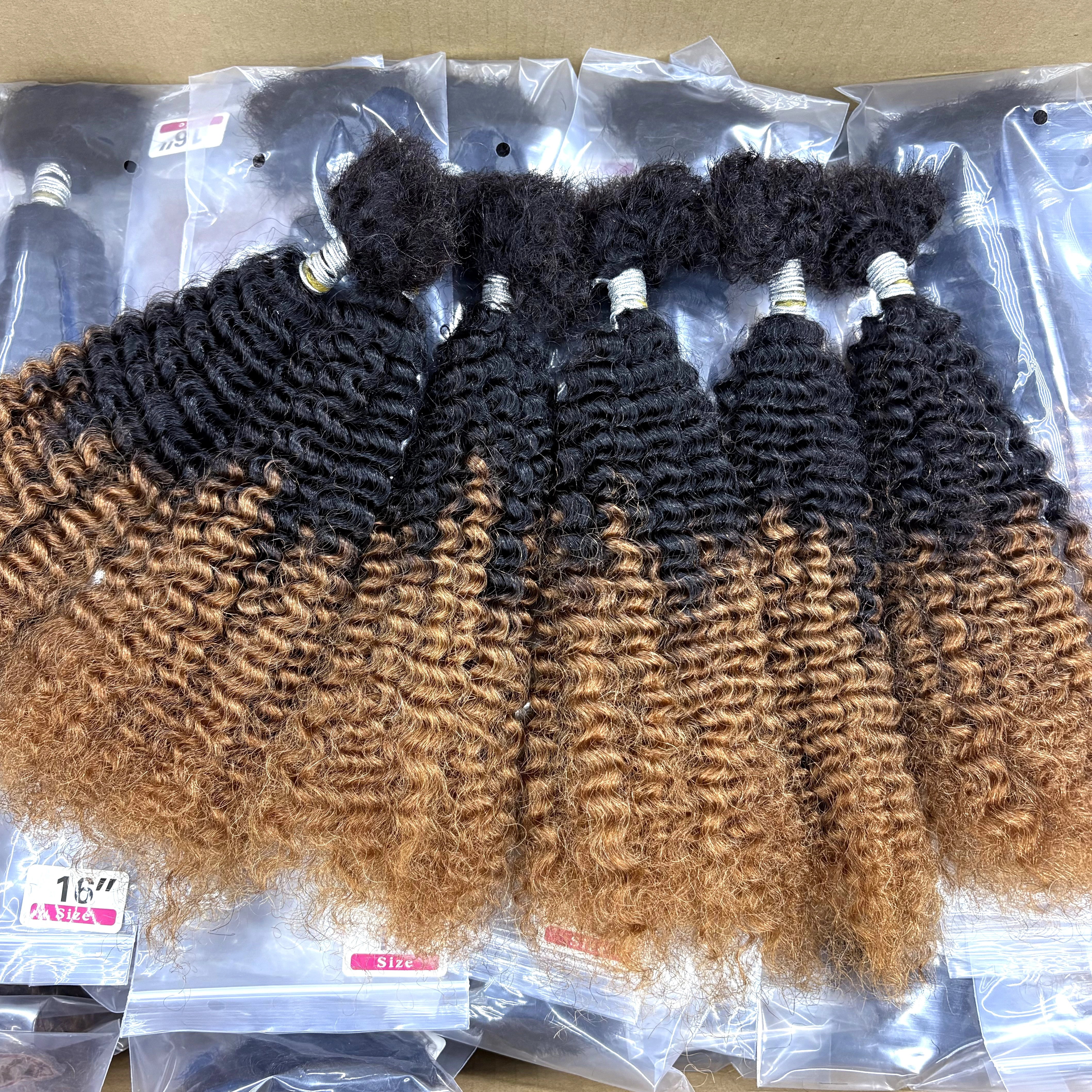 1BT30 # Extensions de cheveux humains bouclés afro ombrés en vrac sans trame