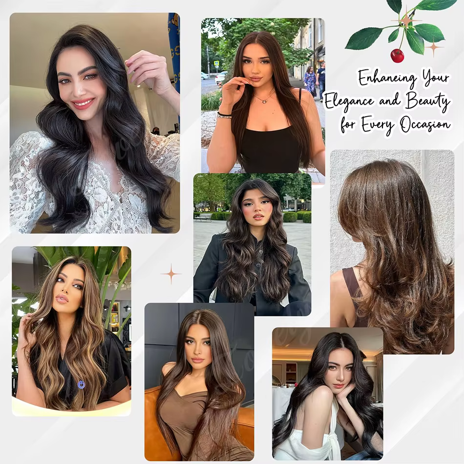 Extensions de cheveux naturels Balayage à bandes adhésives