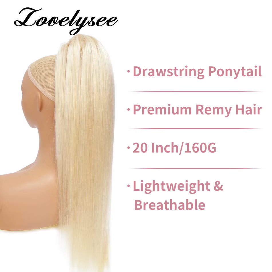 Cordon queue de cheval Extensions de cheveux humains 120G 160G droite Remy