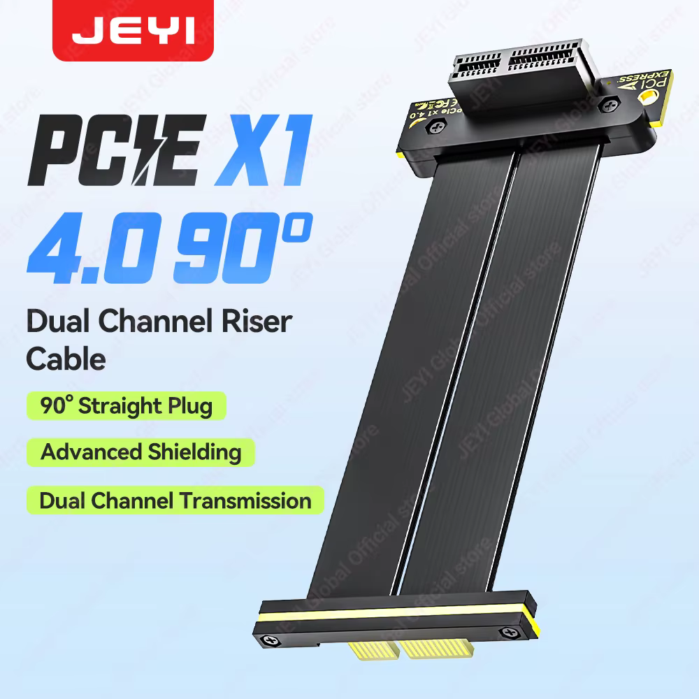 Câble Riser double canal JEYI PCIe 4.0 X1, adaptateur d'extension PCI-e, prend en charge les cartes réseau/capture/extension USB PCIe