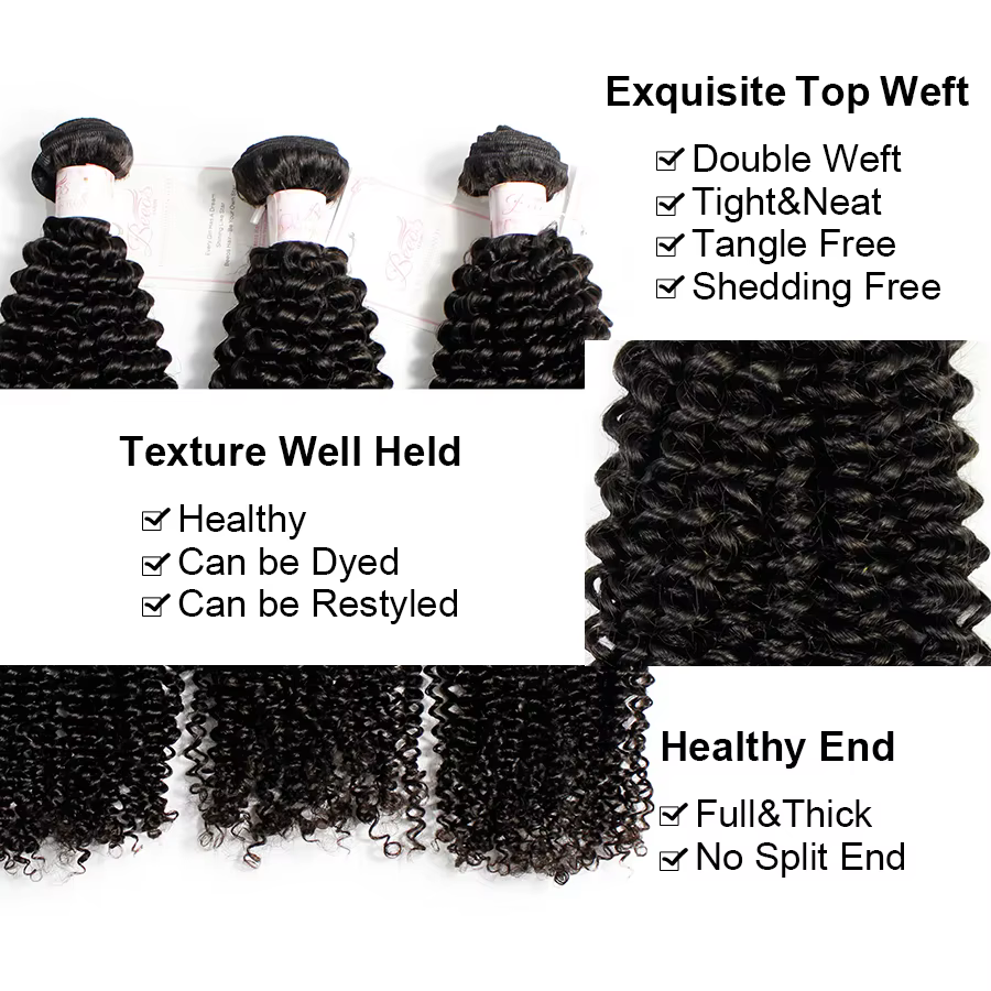 Bundles de cheveux bouclés crépus