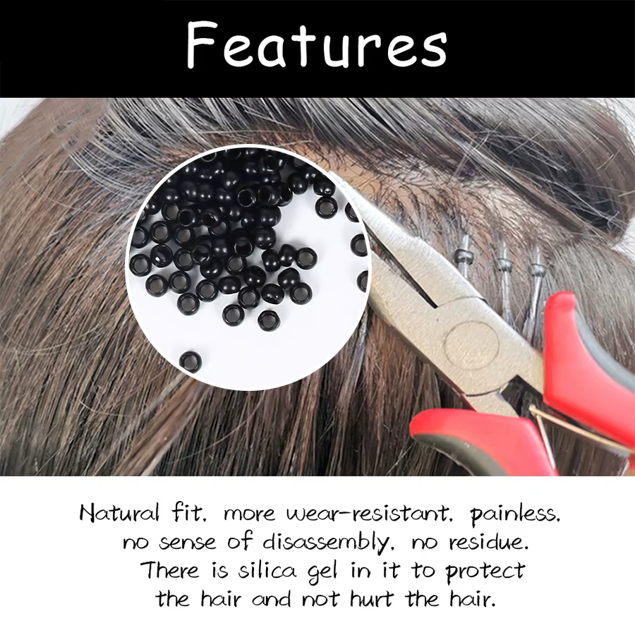 1000 pièces Extensions de cheveux anneau perles Micro maillons