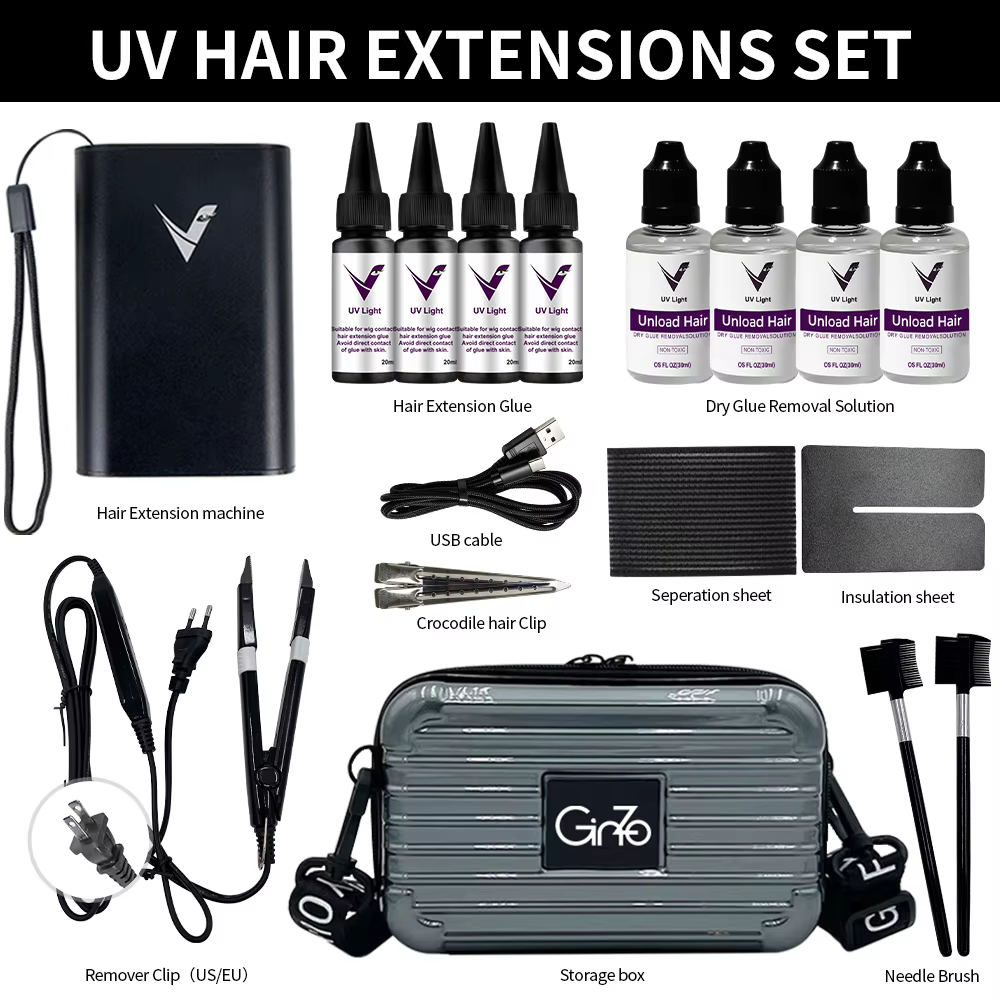  Kit professionnel d'extensions capillaires à lumière UV