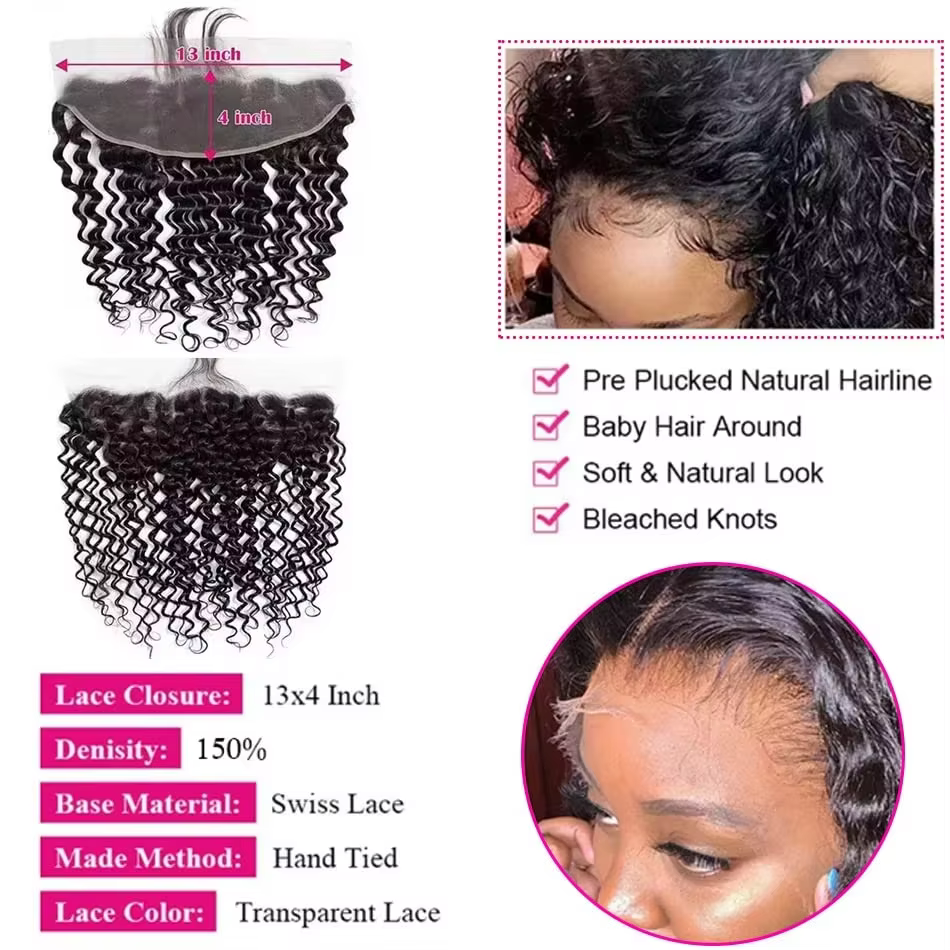 Extensions de cheveux humains bouclés birmans avec frontal