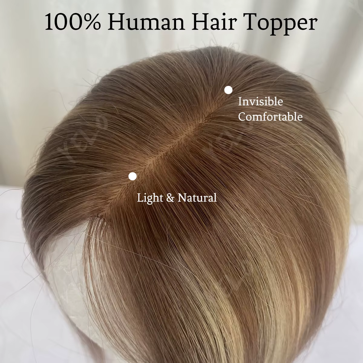 Topper de cheveux humains lisses blonds Ombré Balayage 7x11cm avec base en PU injecté