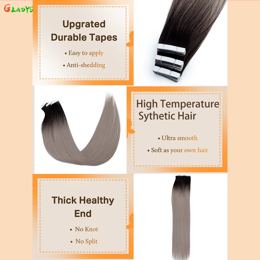 Extensions de cheveux lisses ombrées brunes