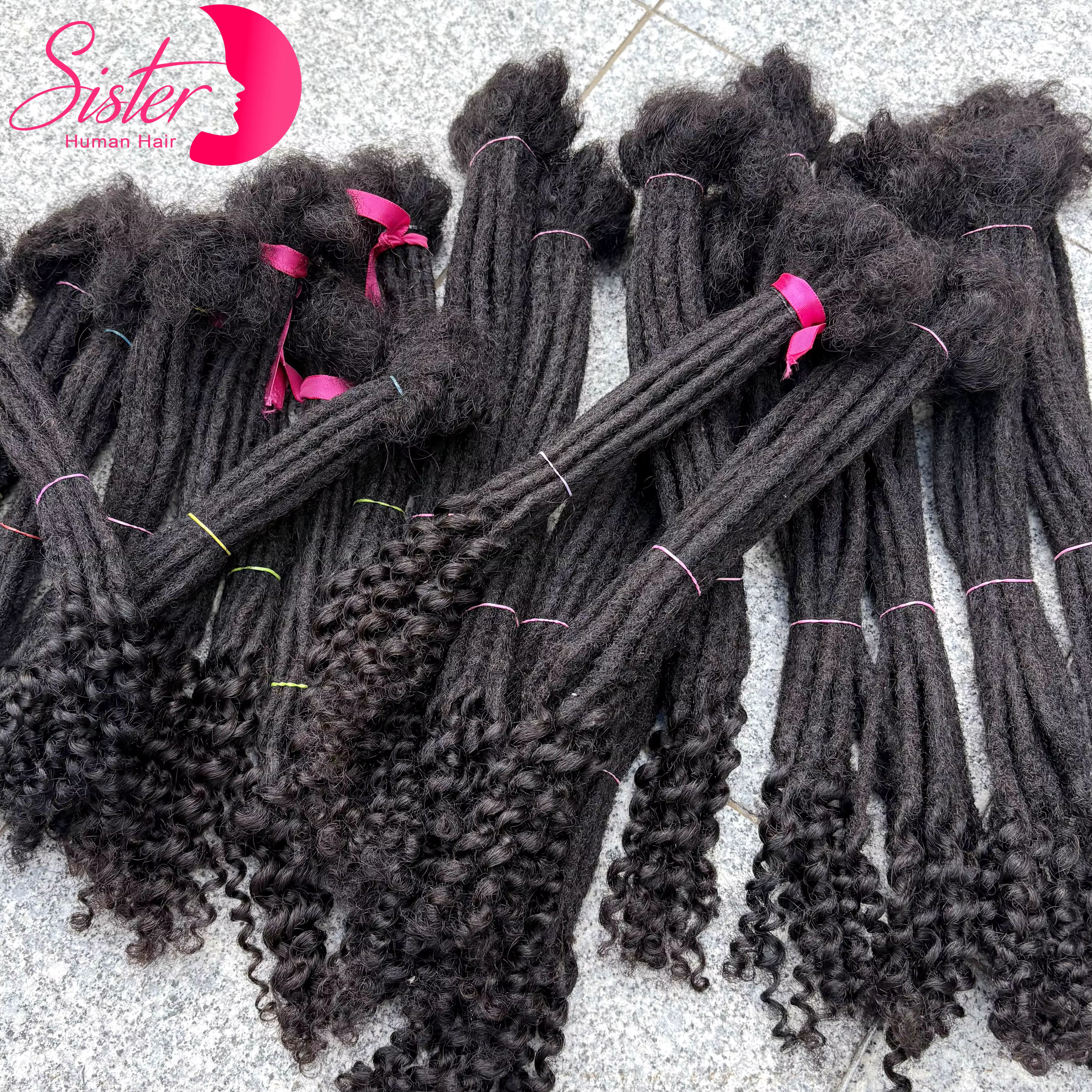 50 brins 8-14 pouces Extension Loc naturelle cheveux humains avec extrémités bouclées 100%