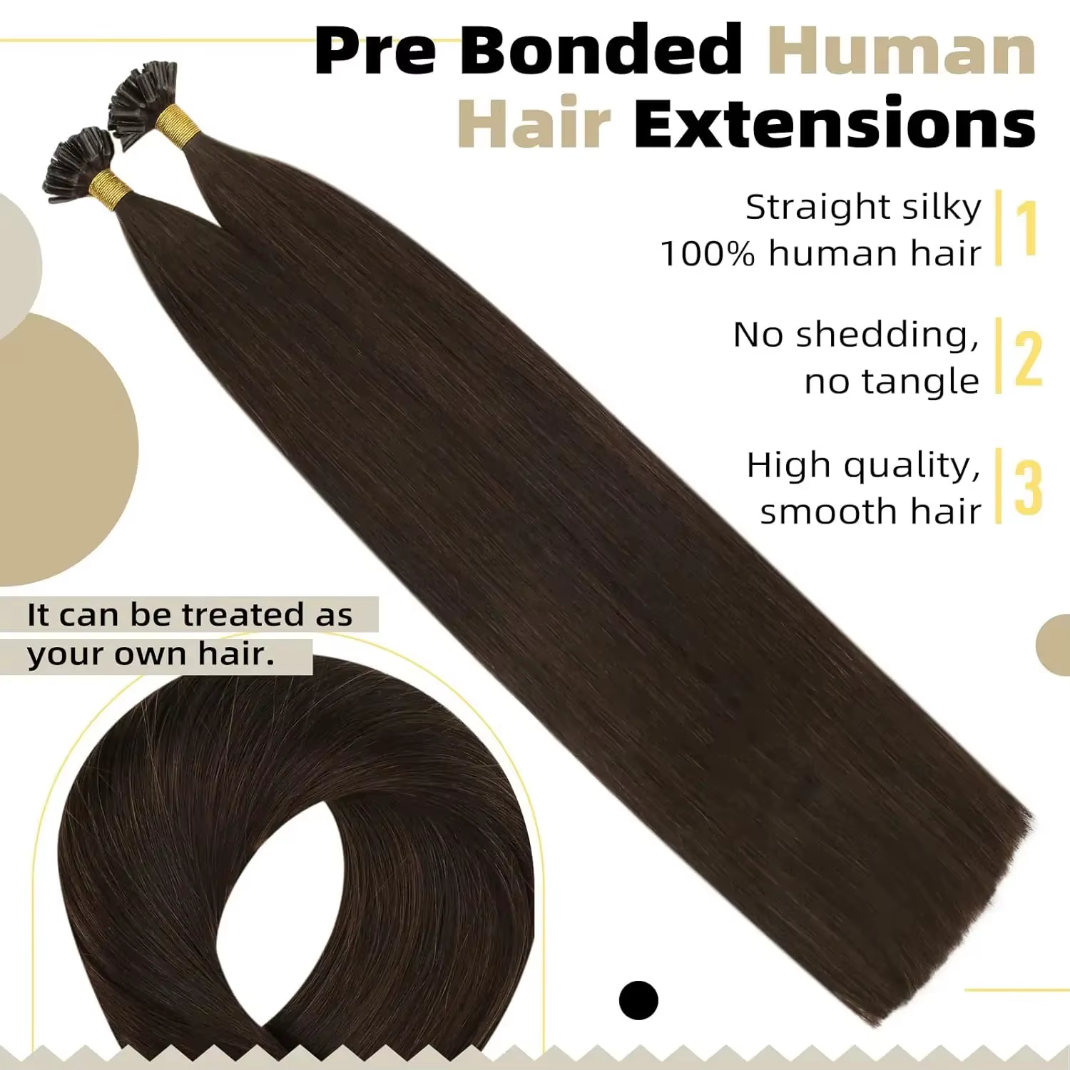 Extensions de cheveux en U, 100% cheveux humains naturels, kératine pré-collée, fusion à chaud, pointe en forme de clou, balayage, extensions lisses et soyeuses