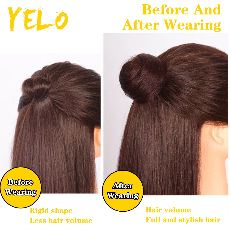 Chignon en cheveux humains lisses avec effet balayage