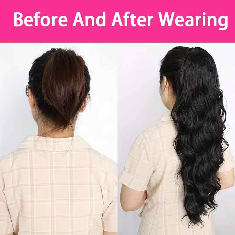 Vague de corps cheveux humains cordon queue de cheval Extensions Remy 100%