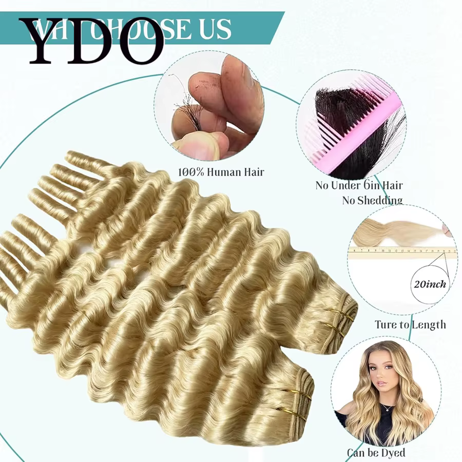 Extensions de cheveux humains bouclés 12A blond 613 style birman