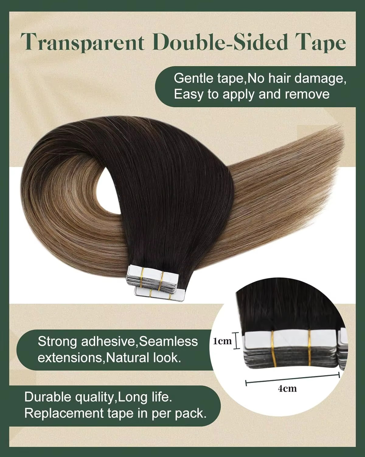 Extensions de cheveux humains à bandes adhésives Moresoo #
