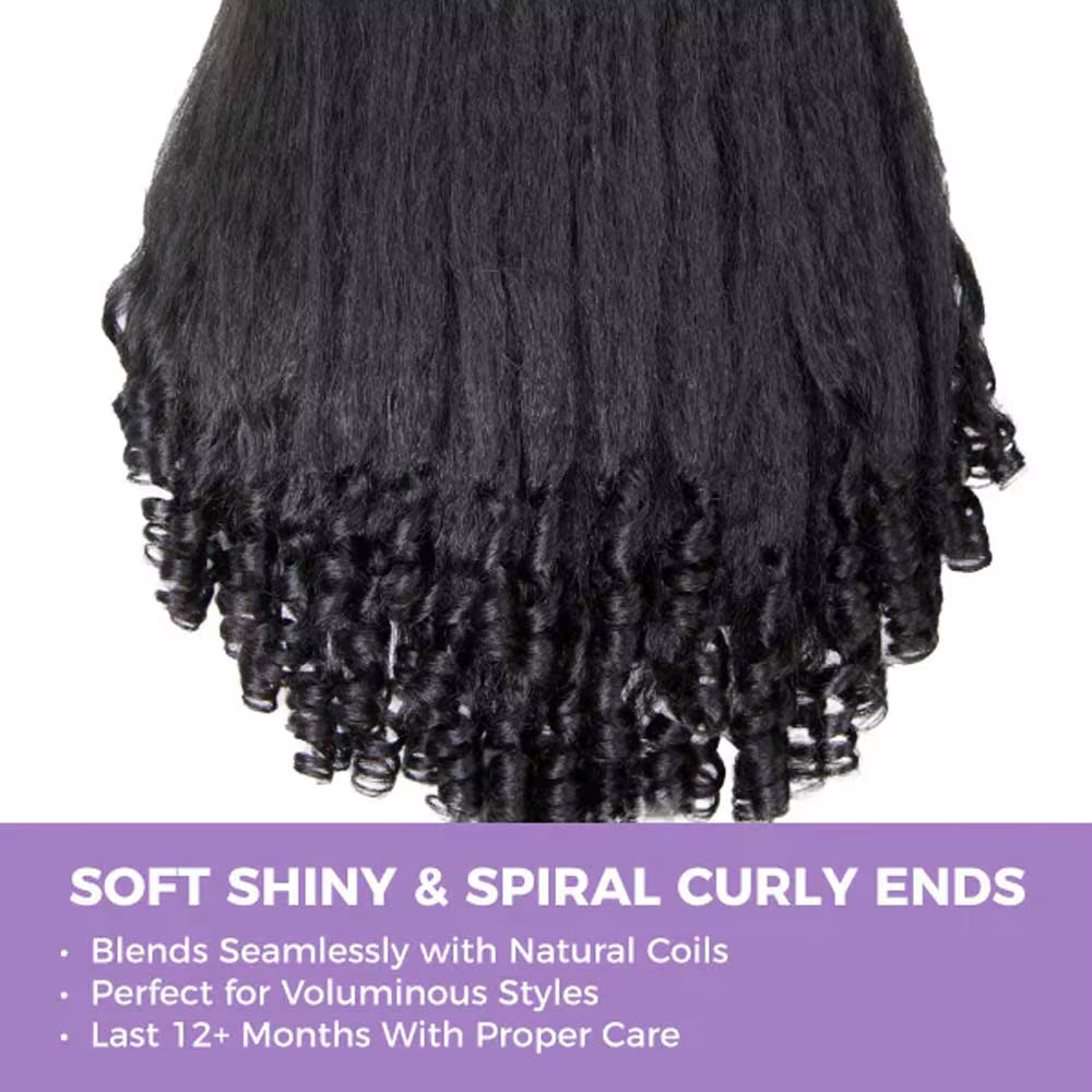 Kinky droite birman bouclés 3 en 1 demi perruques Yaki