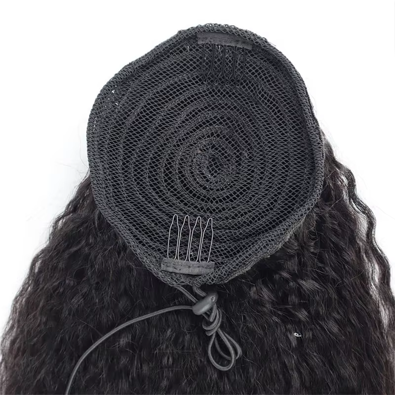 Extension de cheveux humains queue de cheval droite crépue 100%