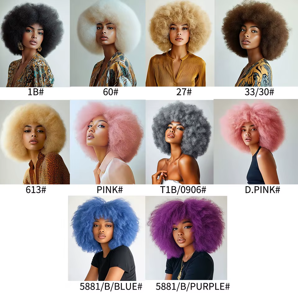 Pale Pink Afro Wigs Premium Synthetic