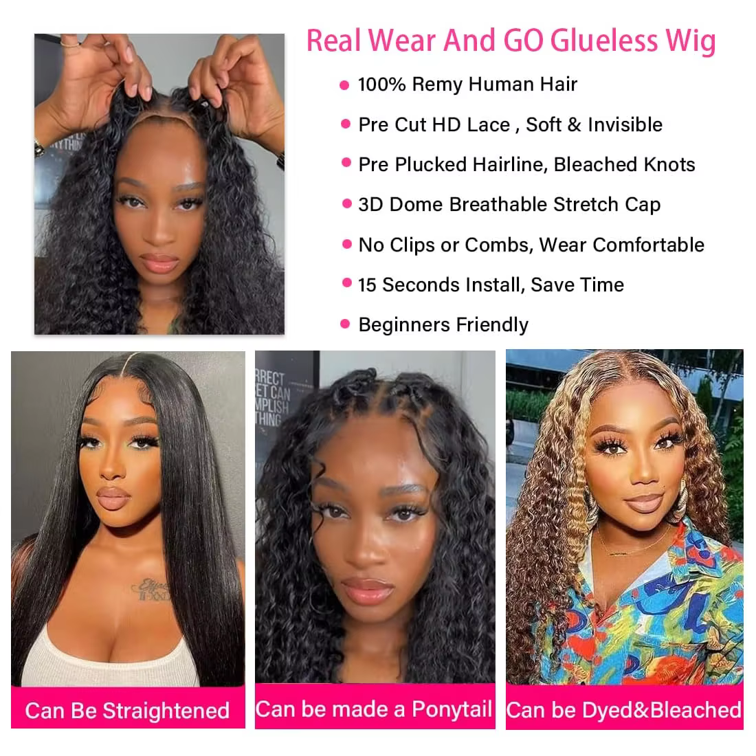 Wear And Go – perruque Lace Front Wig naturelle bouclée sans colle