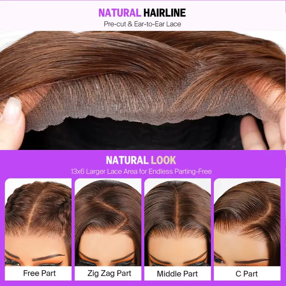 4 # Perruque Lace Front Wig naturelle sans colle