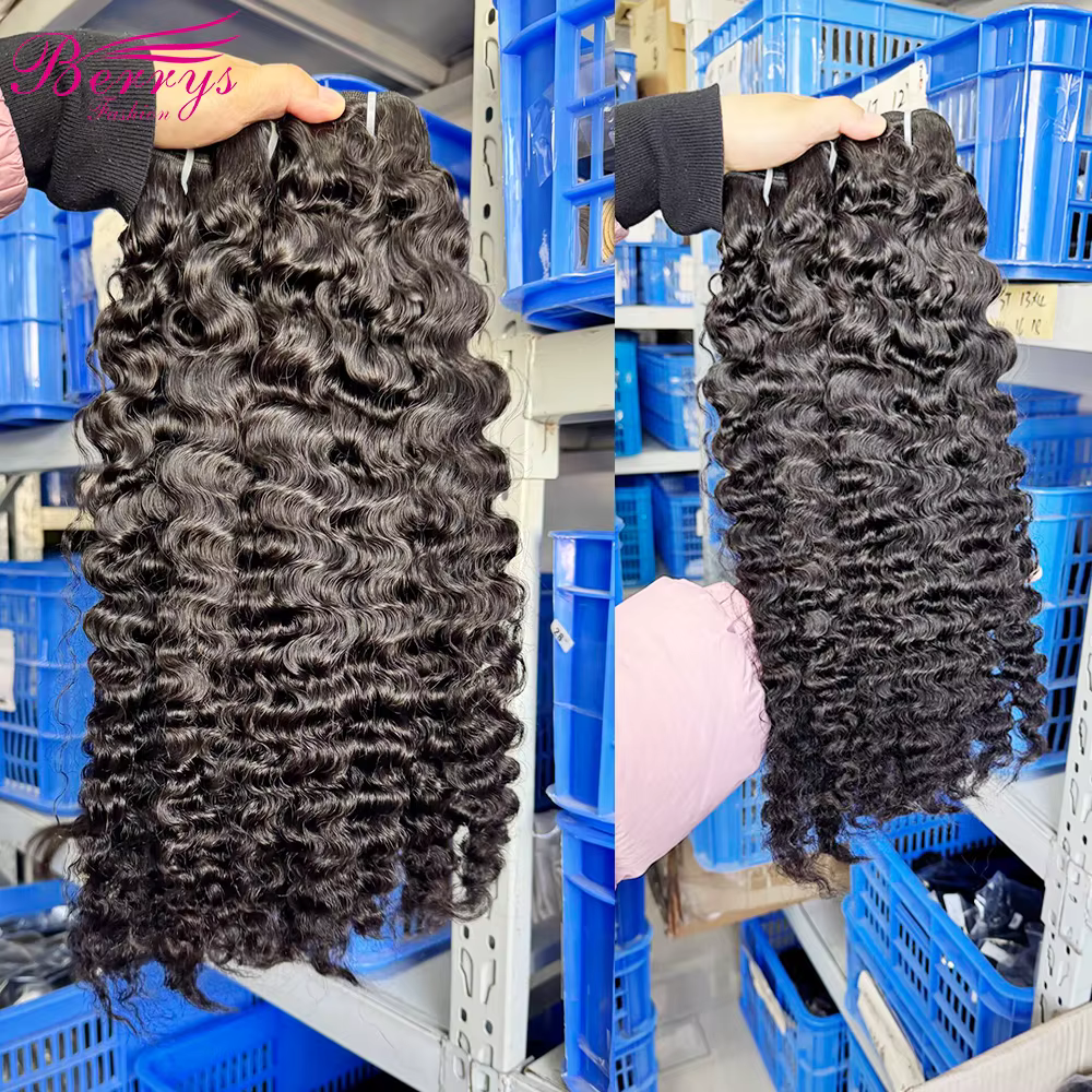 Berrys Cheveux Humains Vierges Bouclés Birmans en Lots de 30 Pouces, 100% Non Traités, Double Trame, Extensions de Cheveux à Tisser