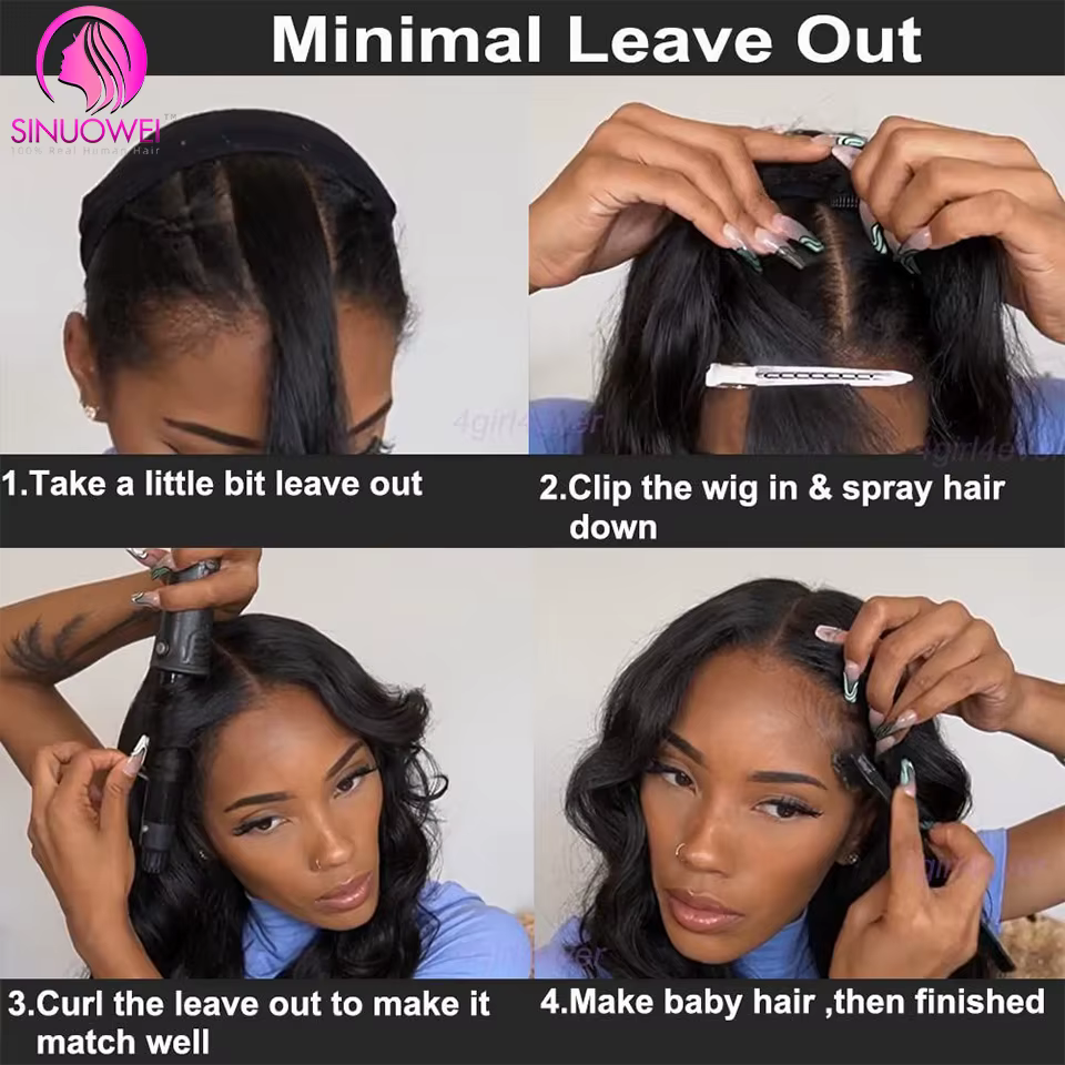 Perruque Sinuowei U V Part Body Wave en cheveux humains pour femmes
