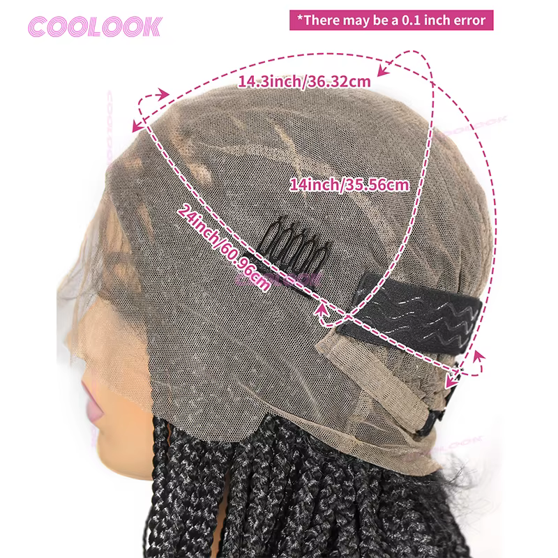 Triangle synthétique tresses cheveux perruque pleine dentelle tressé perruques pour les femmes noires sans noeud boîte