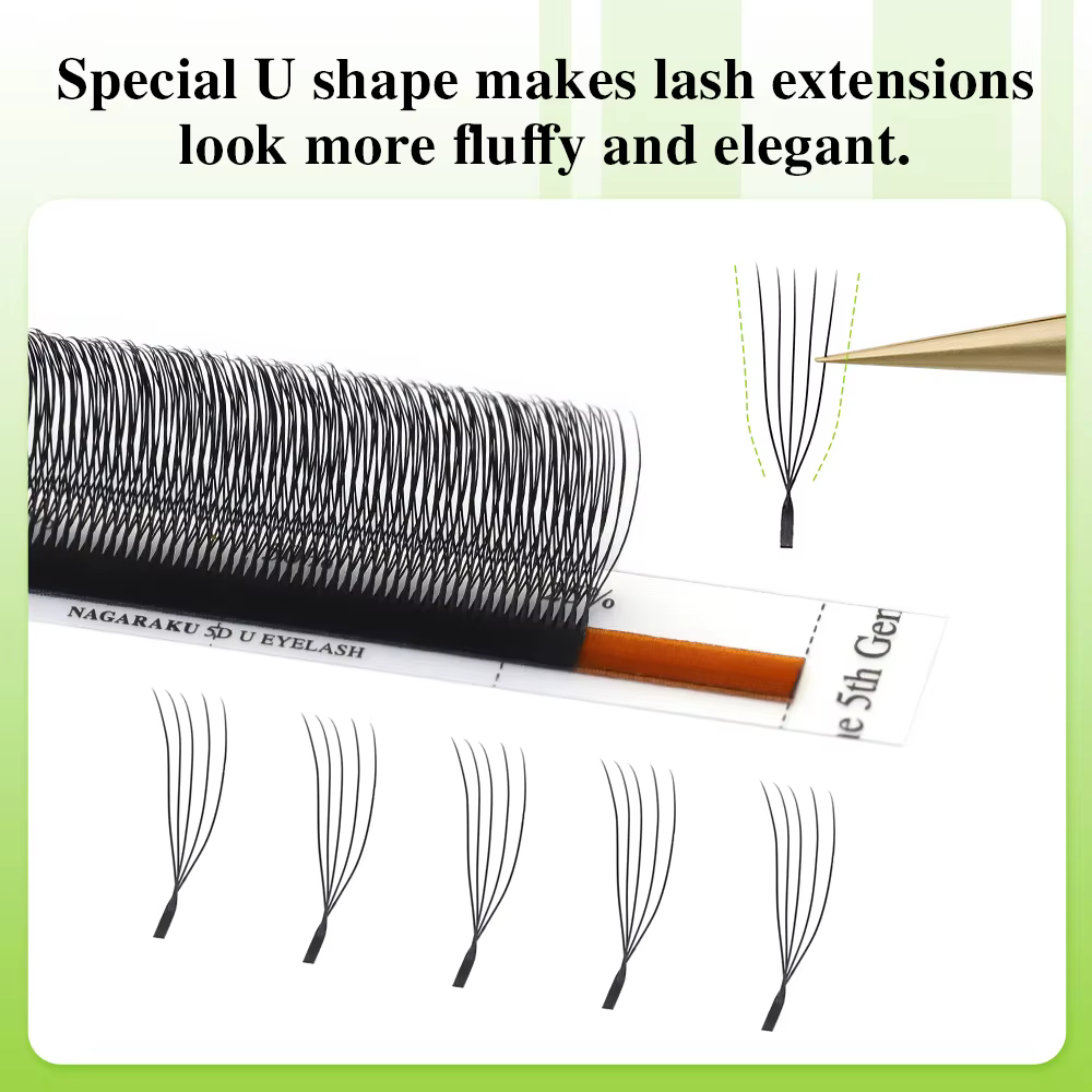 NAGARAKU U forme 2D/3D/4D/5D lumière douce Extensions de cils naturels moelleux vison fausse fourrure parallèle fournitures de maquillage