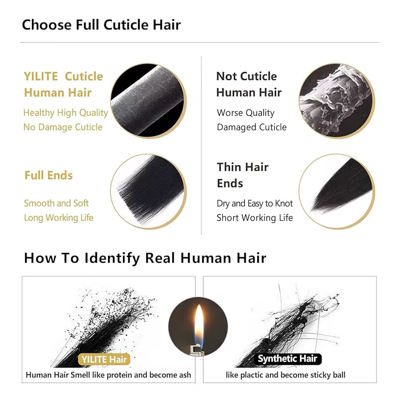 Extensions de fil de cheveux humains
