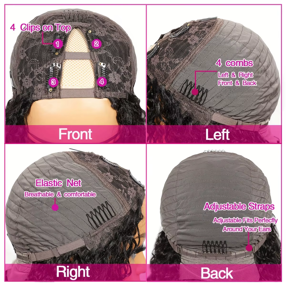 250 densité V partie perruque Bob droite perruques de cheveux humains 8-16 "pour les femmes brésilien vierge cheveux couleur naturelle fait à la Machine V forme perruque