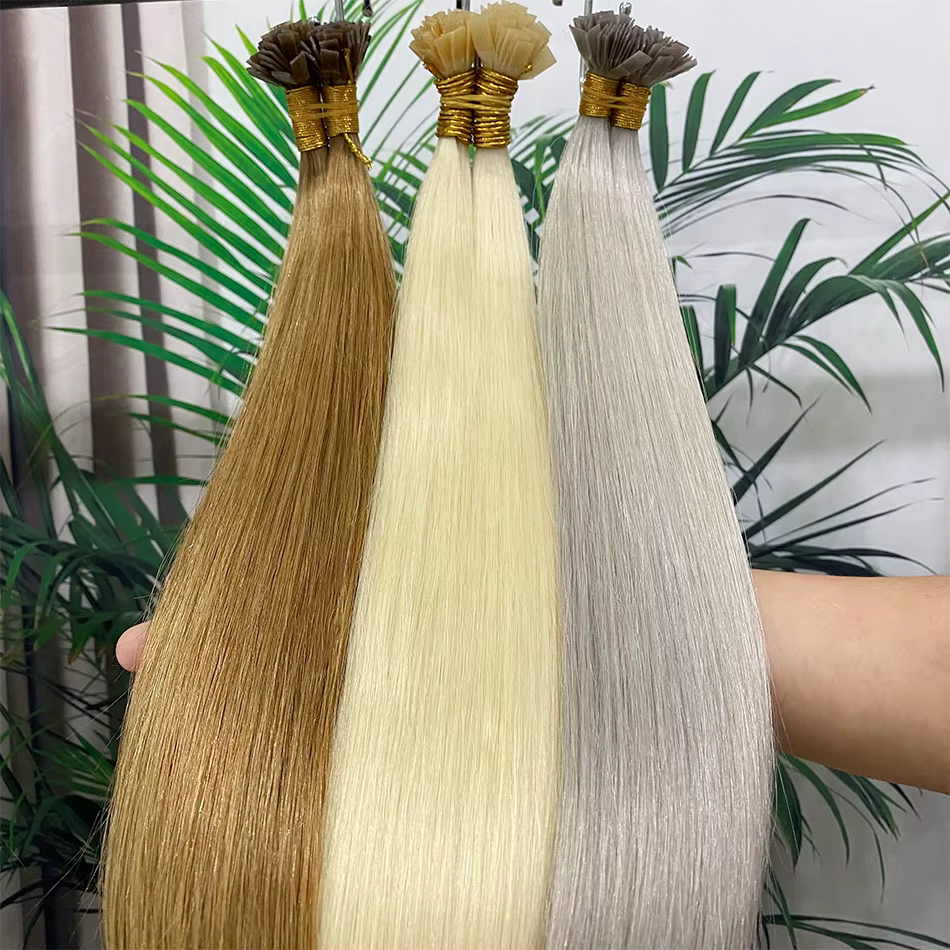 Extensions de cheveux naturels REMI à pointe plate en kératine