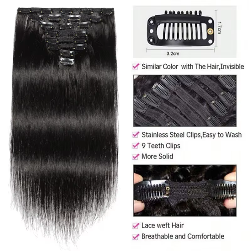 Clip droit dans l'extension de cheveux