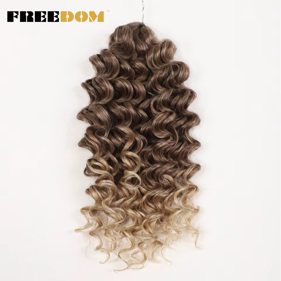 FREEDOM synthétique vague bouclée tressage Extensions de cheveux 12 pouces profond bouclés tresse