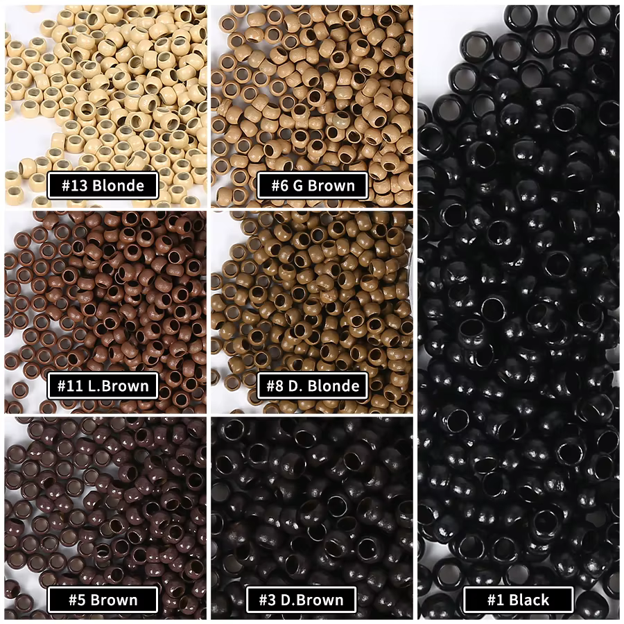 1000 pièces Extensions de cheveux anneau perles Micro maillons