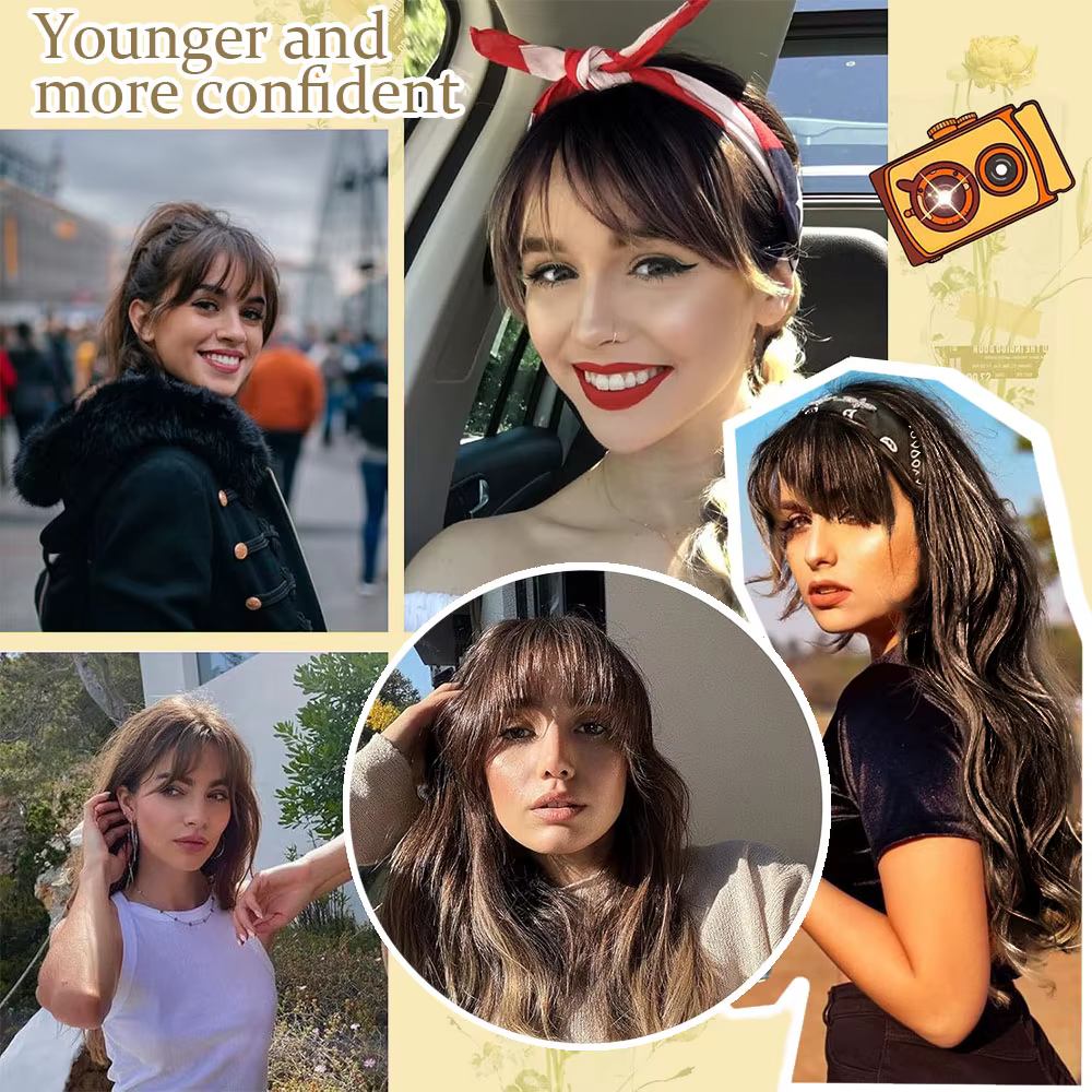 Extensions capillaires 100 % naturelles pour femmes avec frange