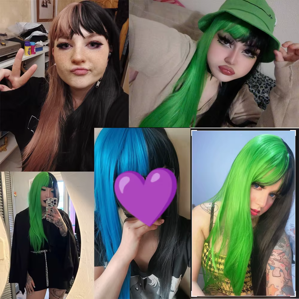 Leeons-Perruque de Cosplay Lolita à Deux Tons Ombré
