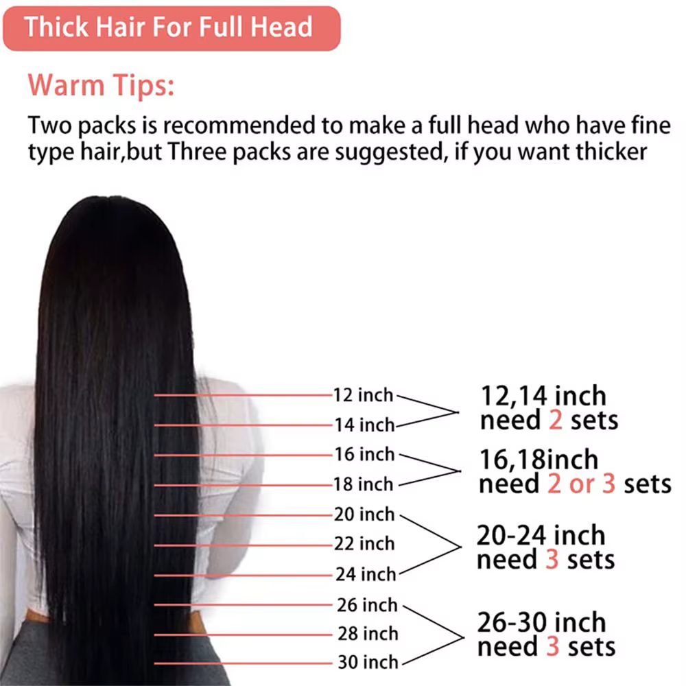 Extensions de cheveux à bandes adhésives de 26 pouces