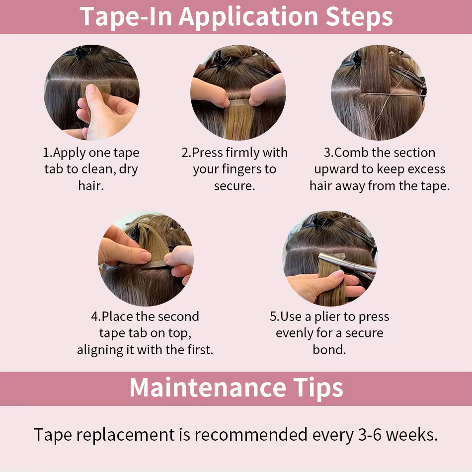 Extensions de cheveux naturels Balayage à bandes adhésives