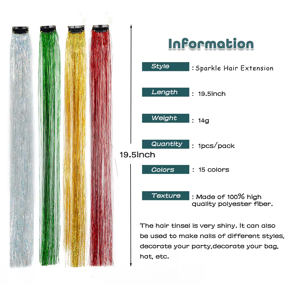 Extensions de cheveux colorés à clipser pour femmes et filles