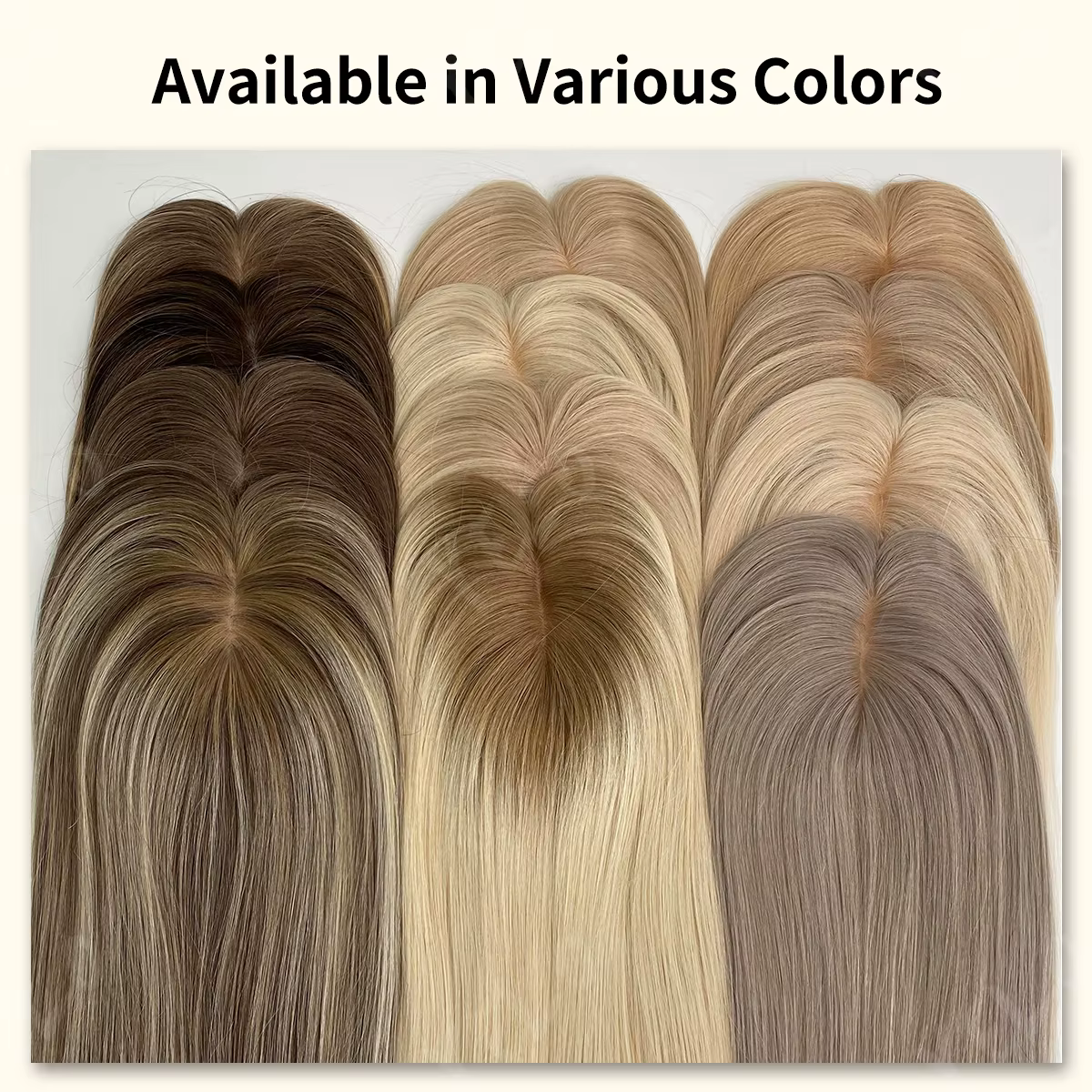 Topper de cheveux humains lisses blonds Ombré Balayage 7x11cm avec base en PU injecté